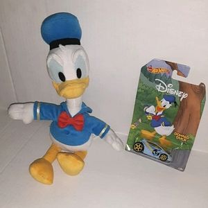Disney Donald Duck hot wheels and plush toy